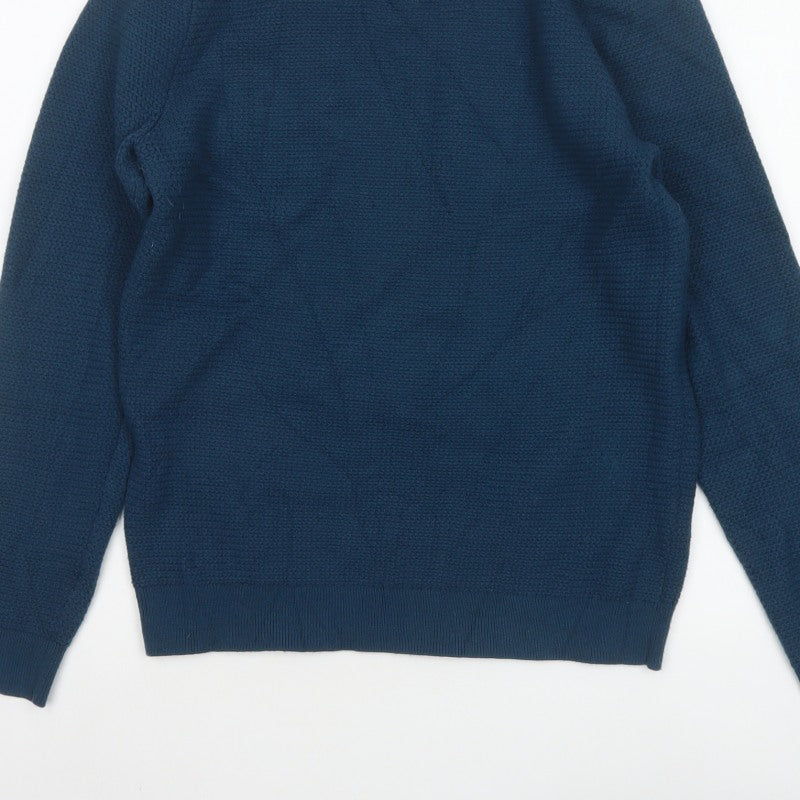 Reiss Men’s Blue Chunky Knit Crew Neck Pullover Jumper Size S