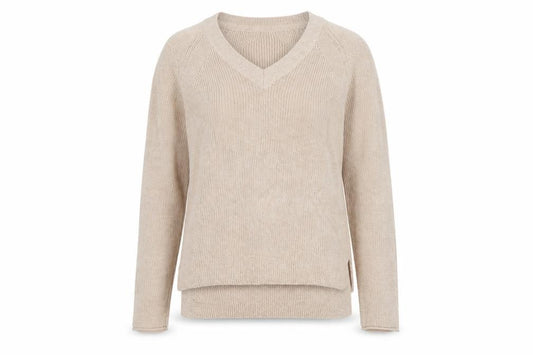 Next Women Beige Shimmer V-Neck Knit Pullover Jumper Size 8