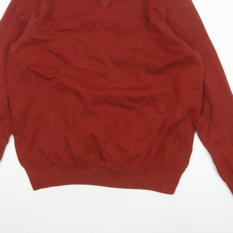 Marks & Spencer Men’s Red L Pure Cotton V-Neck Pullover Jumper
