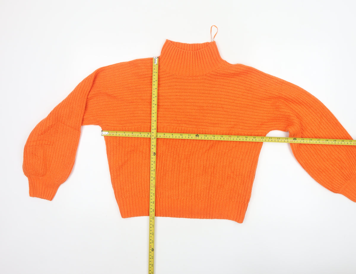 Threadbare Women Orange Size 6 Chunky Knit Roll Neck Jumper
