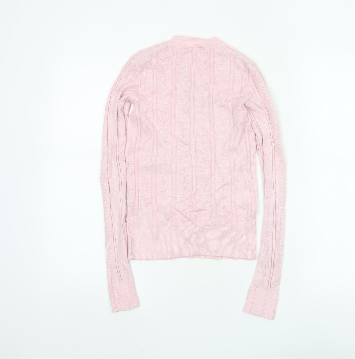 Miss Selfridge Women Pink UK 8 Cable Knit Round Neck Pullover Jumper