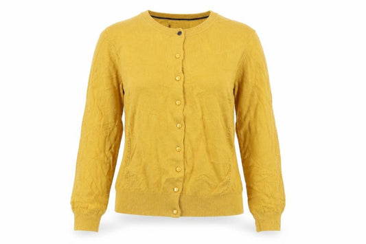 Joules Women Yellow UK 14 Cashmere Blend Button Knit Cardigan