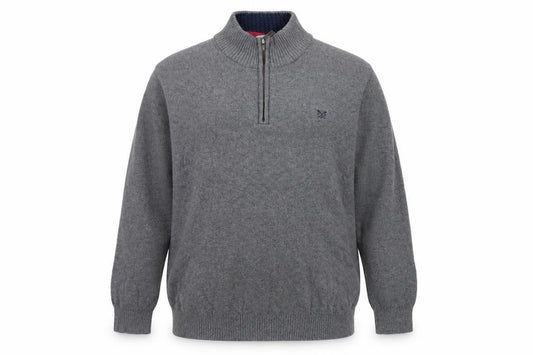 Crew Clothing Co. Men’s Grey XXL 1/4 Zip Cotton Cashmere Jumper