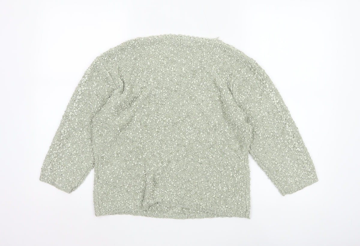 Elizabeth Scott Women Green S/M Open Knit V-Neck Pullover Jumper