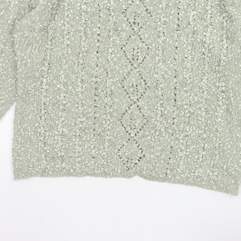 Elizabeth Scott Women Green S/M Open Knit V-Neck Pullover Jumper