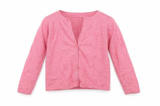 The Little White Company Girls Pink Linen Blend Cardigan 7-8 Years