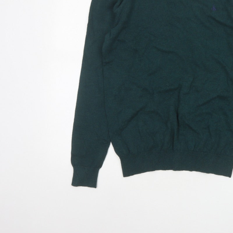 Jack Wills Men’s Green S Cotton Cashmere Logo Crew Neck Pullover Jumper