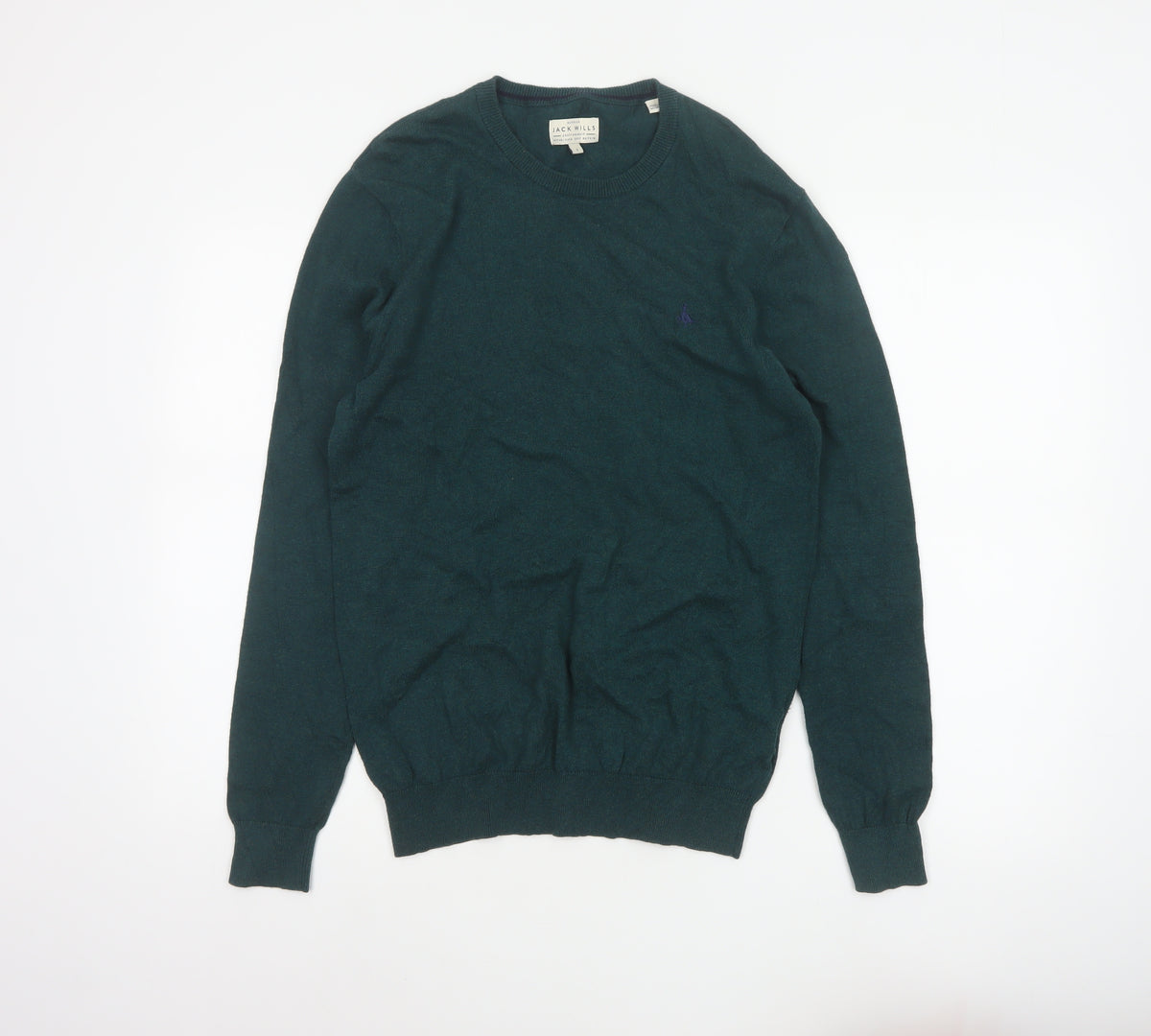 Jack Wills Men’s Green S Cotton Cashmere Logo Crew Neck Pullover Jumper