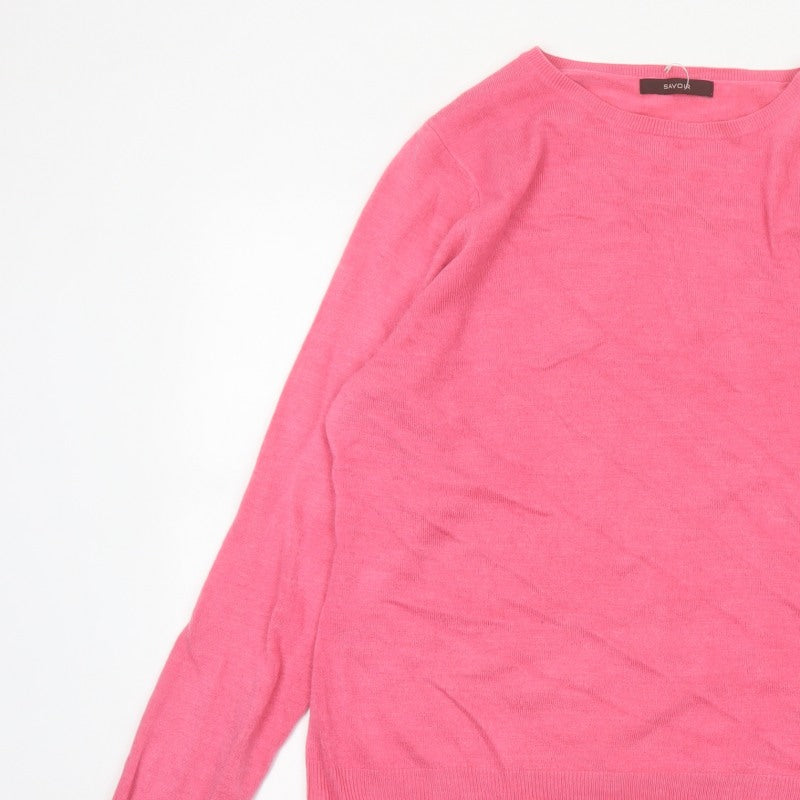 Savoir Women Pink Size 20 Fine Knit Round Neck Pullover Jumper