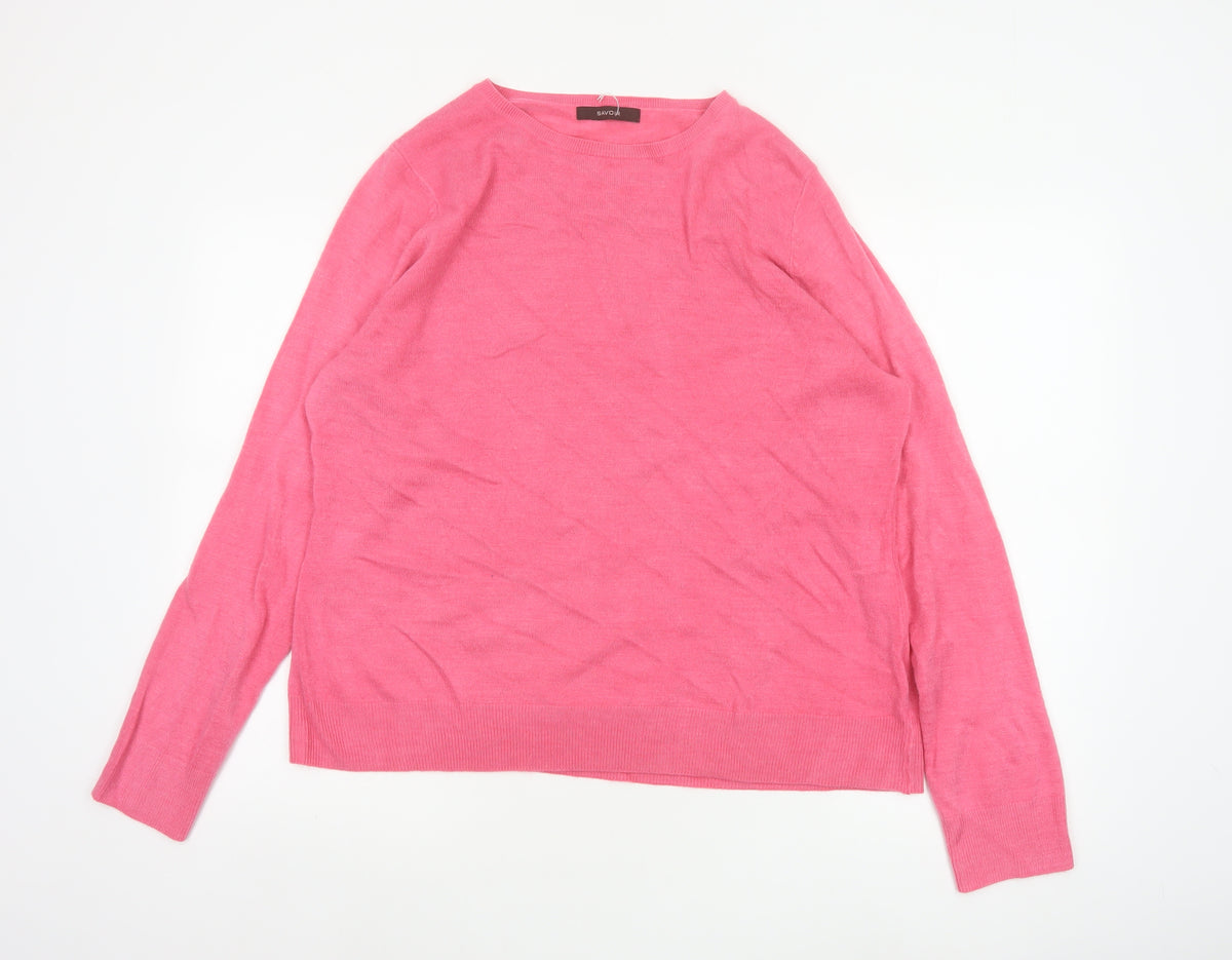 Savoir Women Pink Size 20 Fine Knit Round Neck Pullover Jumper