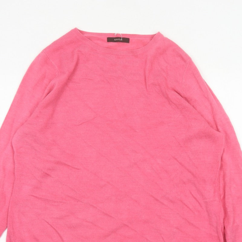 Savoir Women Pink Size 20 Fine Knit Round Neck Pullover Jumper