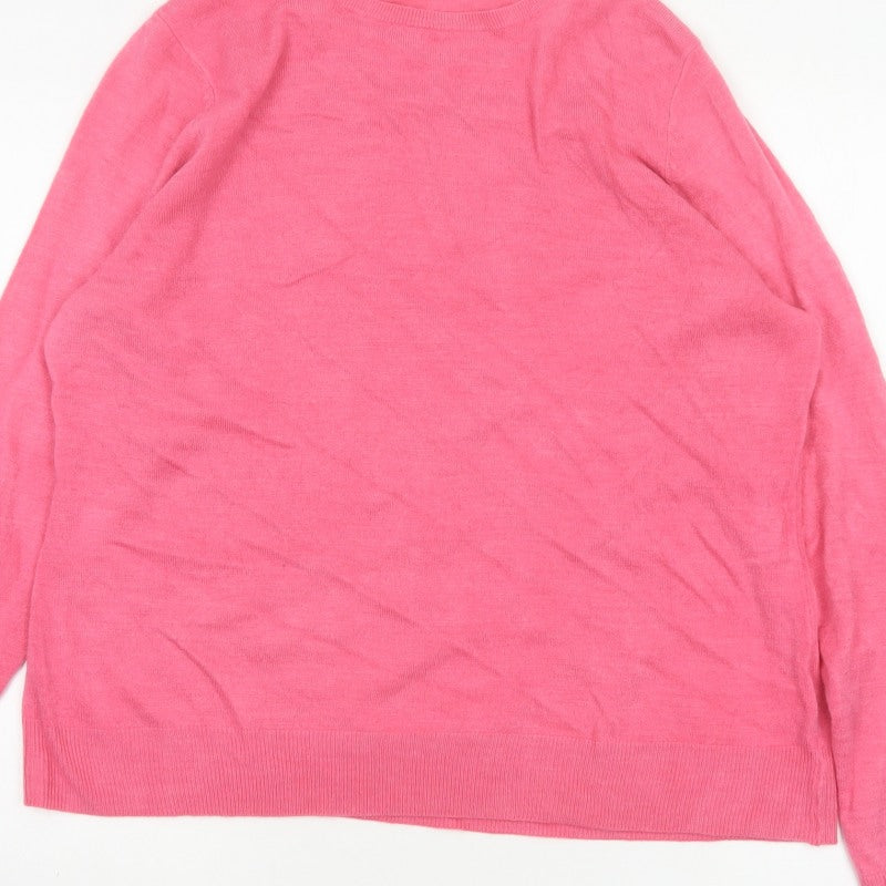 Savoir Women Pink Size 20 Fine Knit Round Neck Pullover Jumper