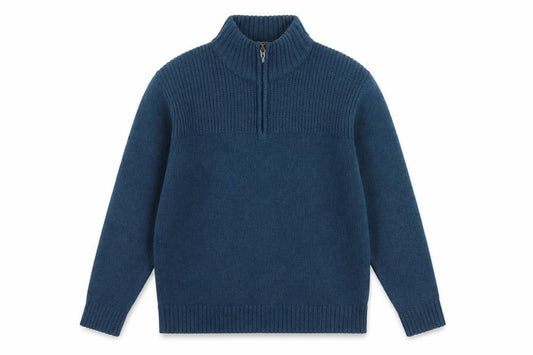 TU Men’s Blue XL 1/4 Zip High Neck Chunky Knit Pullover Jumper