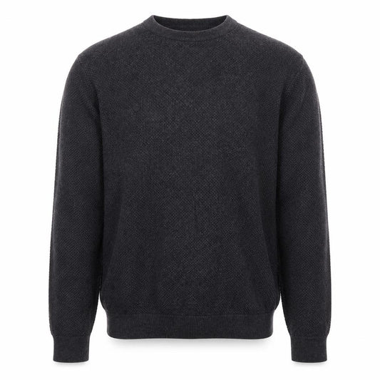 Howick Men’s Grey L Organic Cotton Crew Neck Textured Knit Pullover Jumper