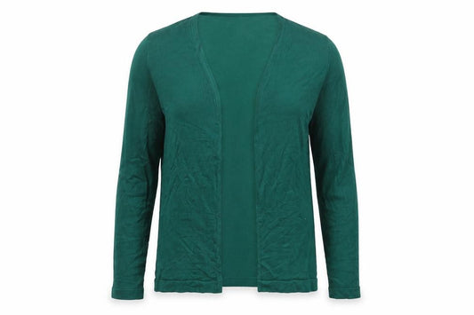 Kaffe Women Green M Open V-Neck Long Sleeve Knit Cardigan