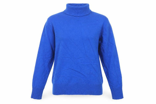 Emreco Women Blue Lambswool Angora Roll Neck Jumper UK 14