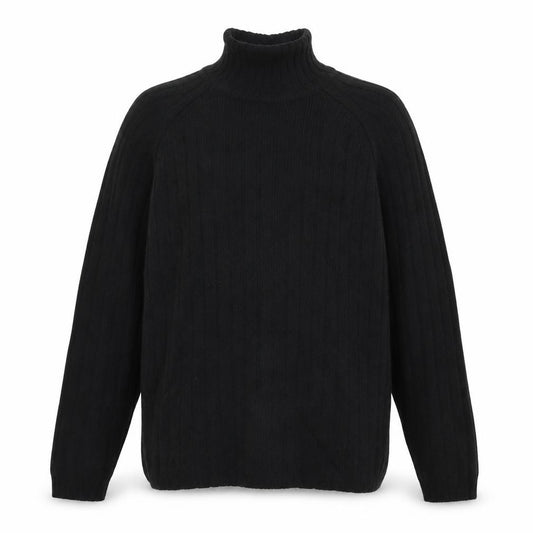 Duck and Cover Men's Black XL Shetland Wool High Neck Cable Knit Jumper
