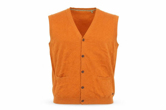 Hammond & Co Ltd Men's Orange XL Button V-Neck Knit Cardigan Vest