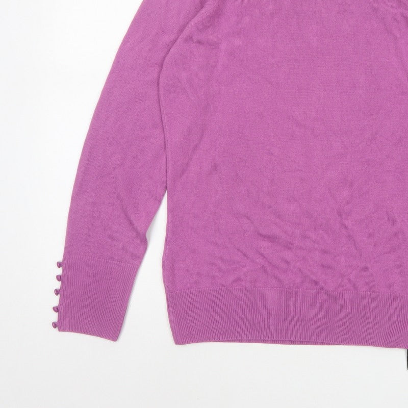 Marks & Spencer Women Pink UK 12 Cowl Neck Button Cuff Jumper