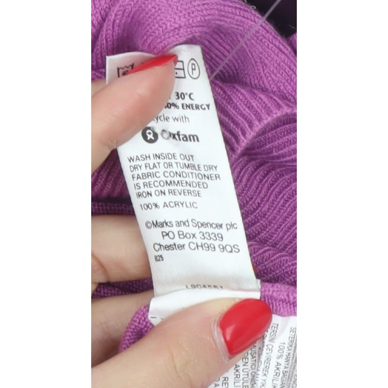 Marks & Spencer Women Pink UK 12 Cowl Neck Button Cuff Jumper