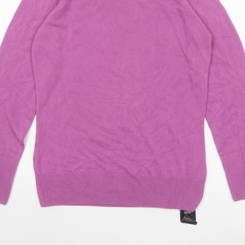 Marks & Spencer Women Pink UK 12 Cowl Neck Button Cuff Jumper