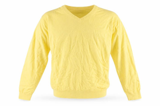 Farah Golf Men’s Yellow L V-Neck Logo Acrylic Knit Pullover Jumper