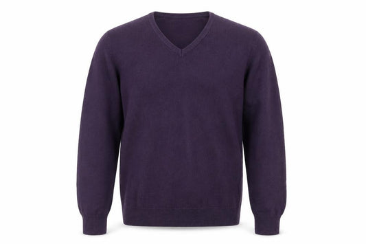 Marks and Spencer Men Purple S V-Neck Acrylic Knit Pullover Jumper