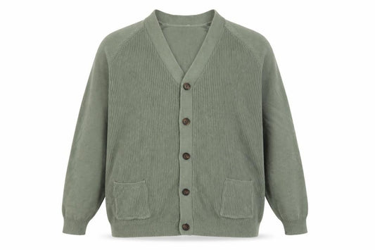 Cotton Traders Men's Green 3XL Button Cardigan V-Neck Cotton Pockets