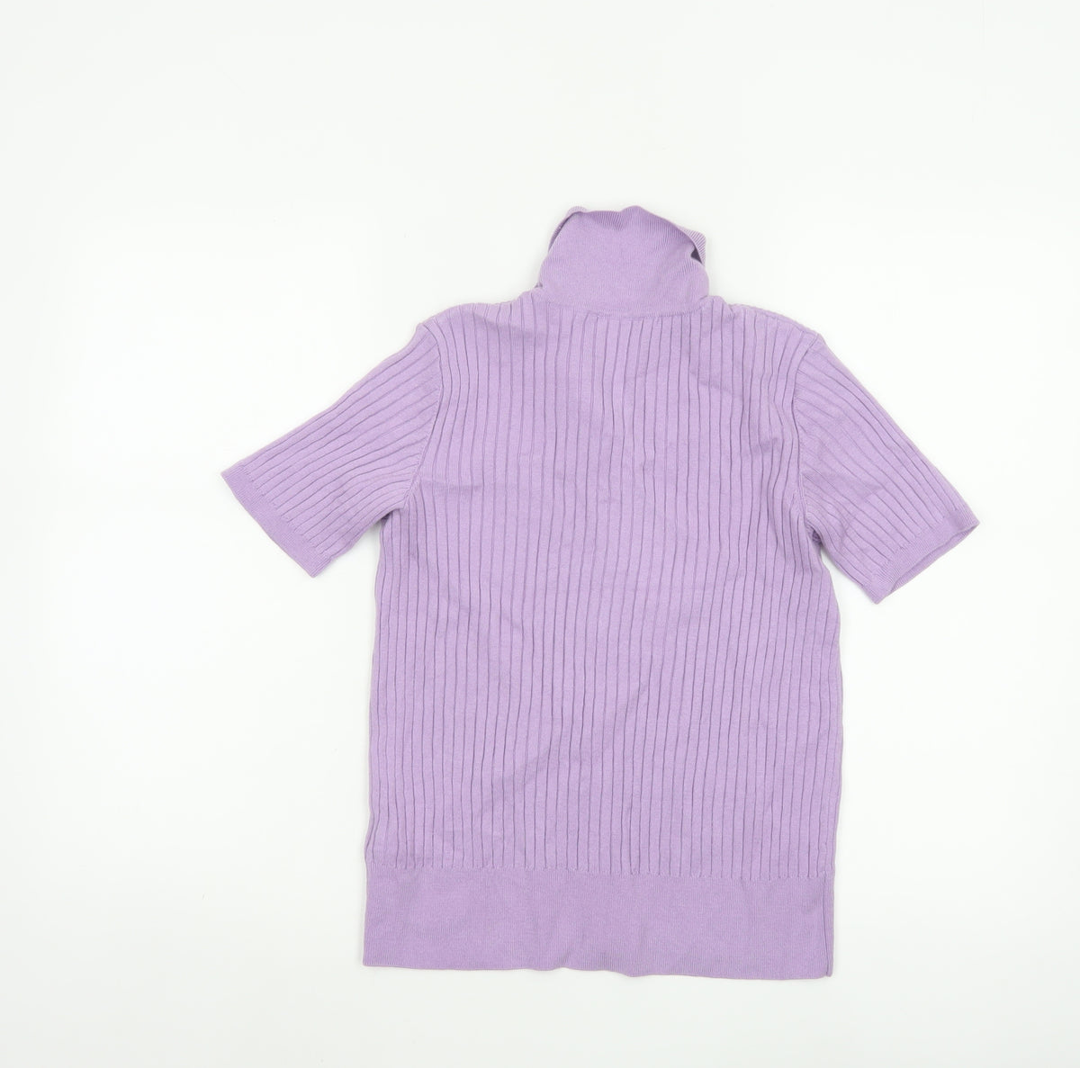 Marks and Spencer Women’s Purple S Basic Rib Knit Button Polo Top