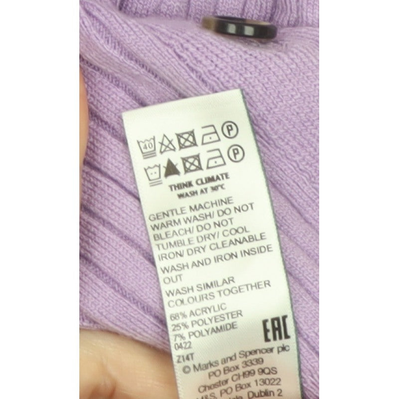 Marks and Spencer Women’s Purple S Basic Rib Knit Button Polo Top