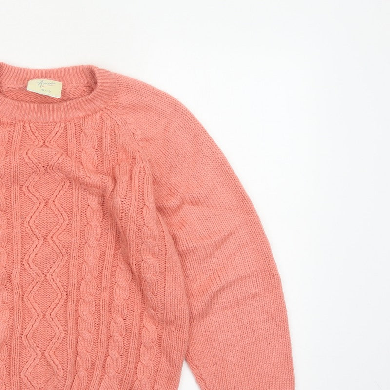 Amari Teens Pink Cable Knit Crew Neck Jumper Size 10/12