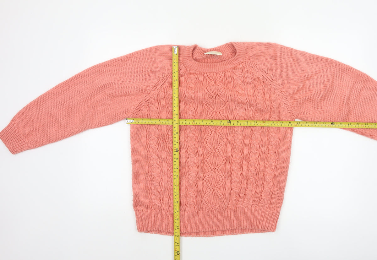 Amari Teens Pink Cable Knit Crew Neck Jumper Size 10/12