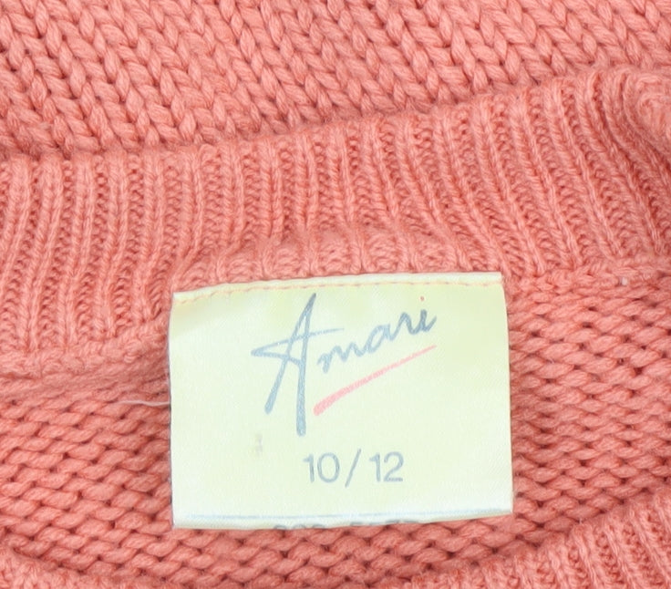 Amari Teens Pink Cable Knit Crew Neck Jumper Size 10/12