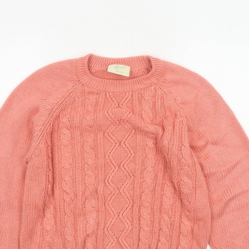Amari Teens Pink Cable Knit Crew Neck Jumper Size 10/12