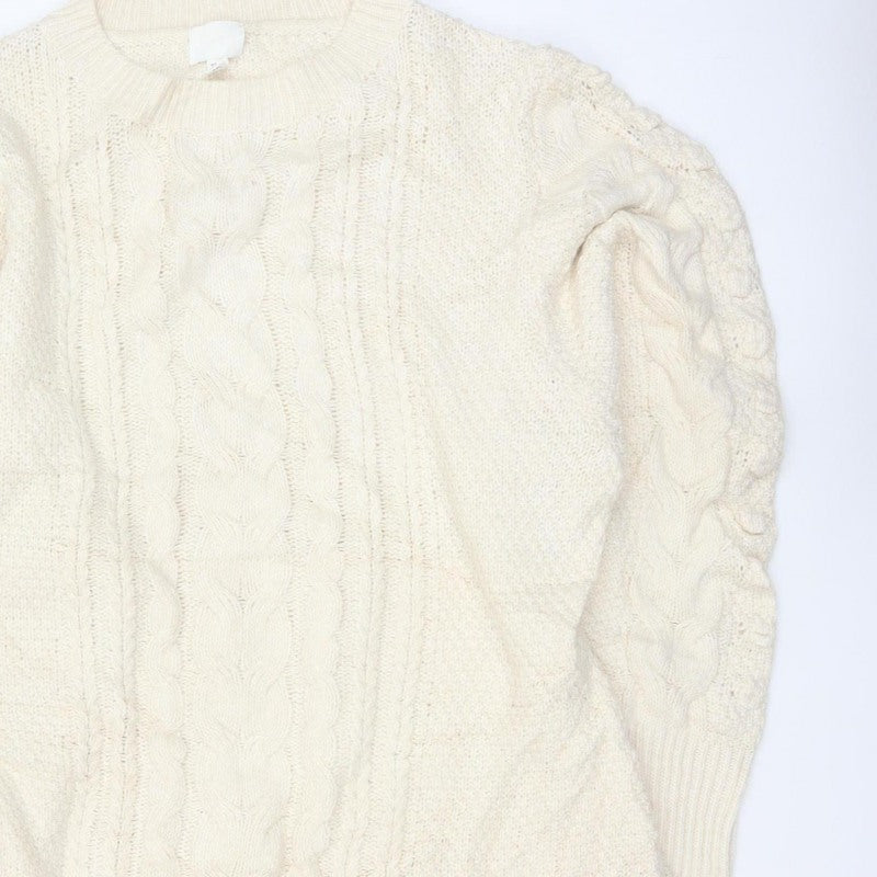 H&M Women’s Ivory UK 22 Cable Knit Oversized Pullover Jumper
