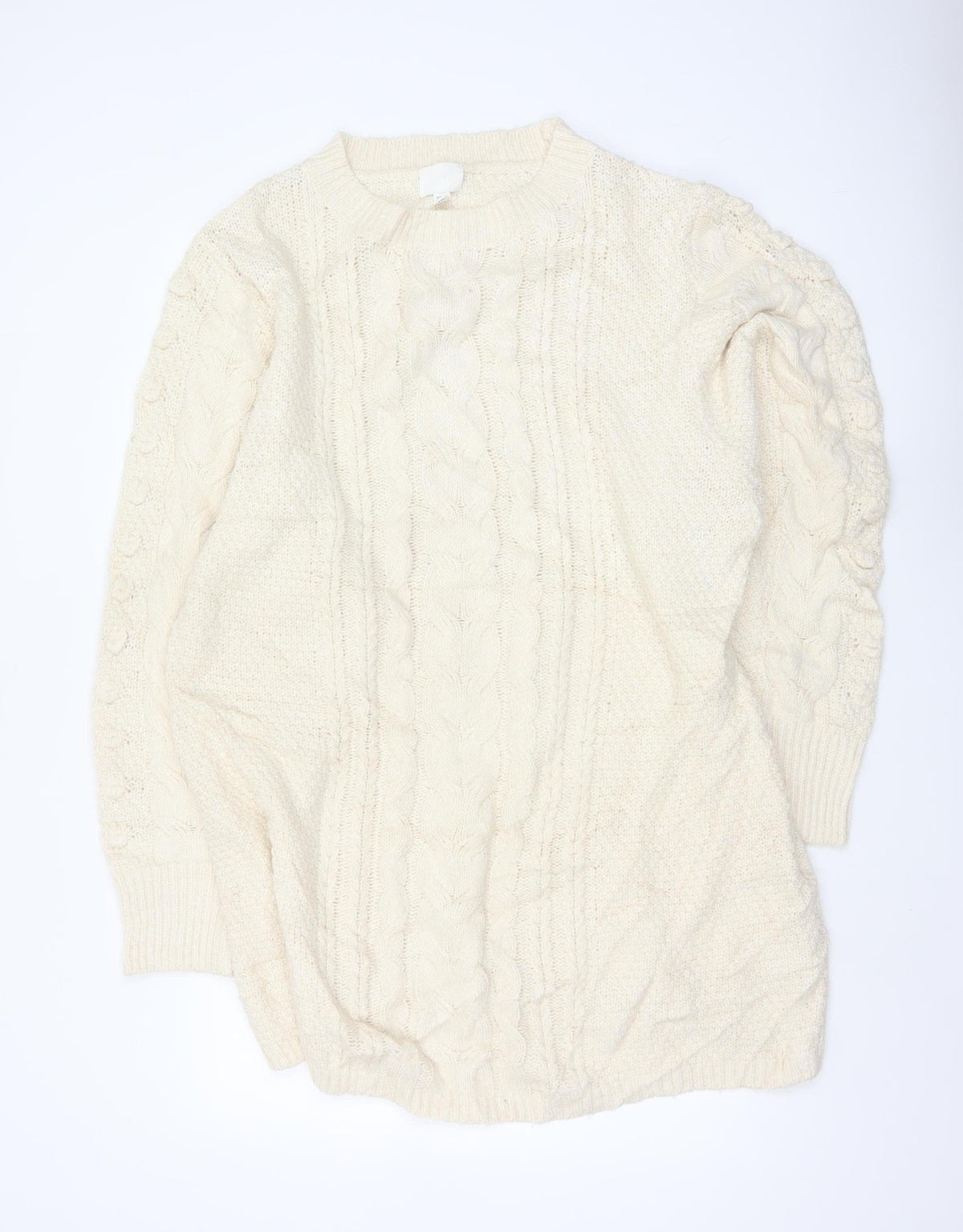 H&M Women’s Ivory UK 22 Cable Knit Oversized Pullover Jumper