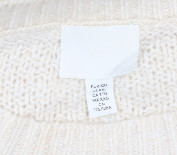 H&M Women’s Ivory UK 22 Cable Knit Oversized Pullover Jumper