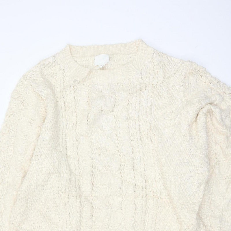 H&M Women’s Ivory UK 22 Cable Knit Oversized Pullover Jumper