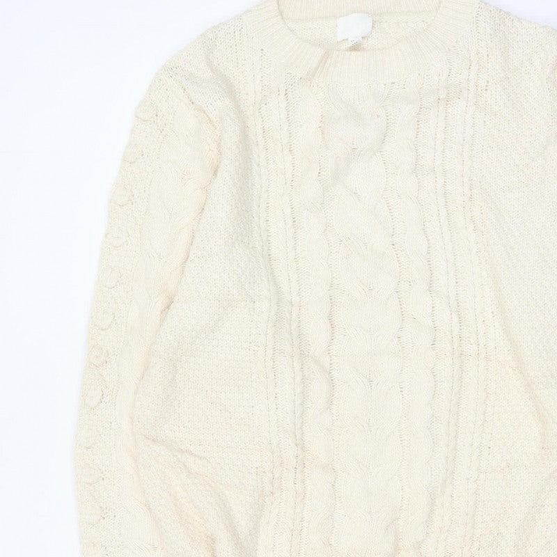 H&M Women’s Ivory UK 22 Cable Knit Oversized Pullover Jumper