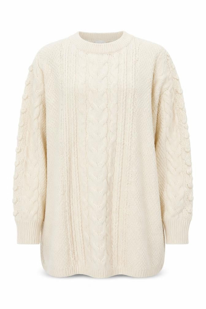 H&M Women’s Ivory UK 22 Cable Knit Oversized Pullover Jumper