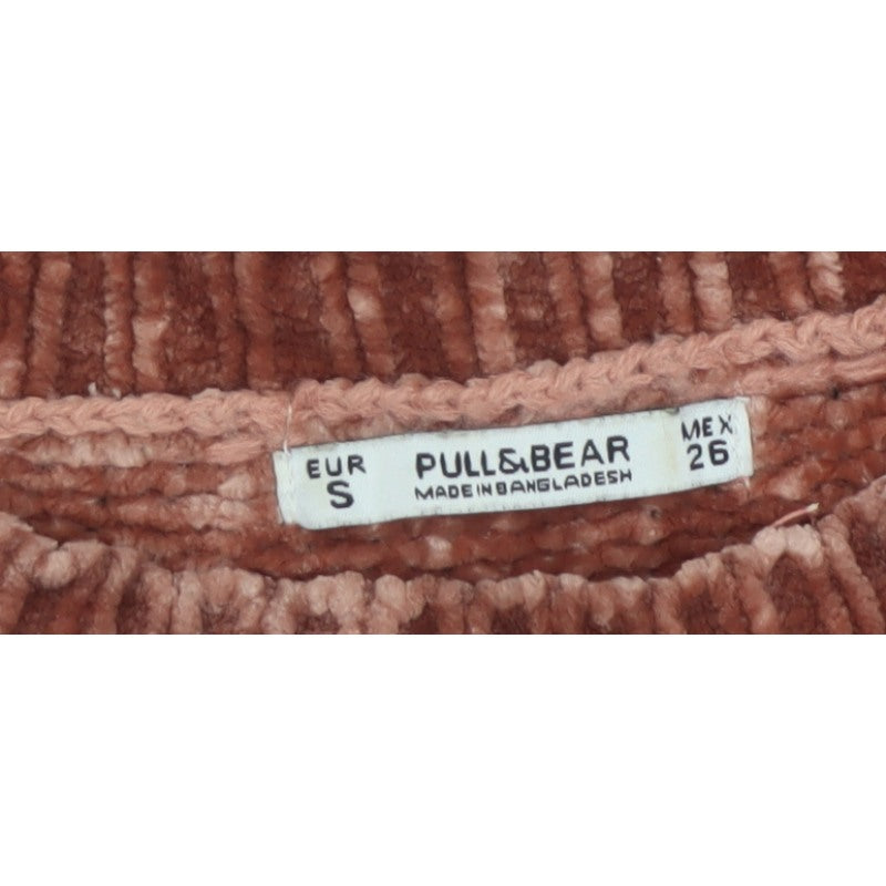 Pull&Bear Women’s Brown S Chunky Knit Velour Crew Neck Jumper