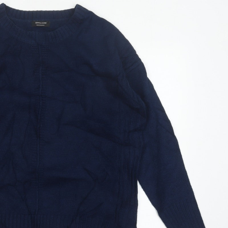 JD Williams Women's Navy Blue UK 12/14 Cable Knit Crew Neck Pullover Jumper