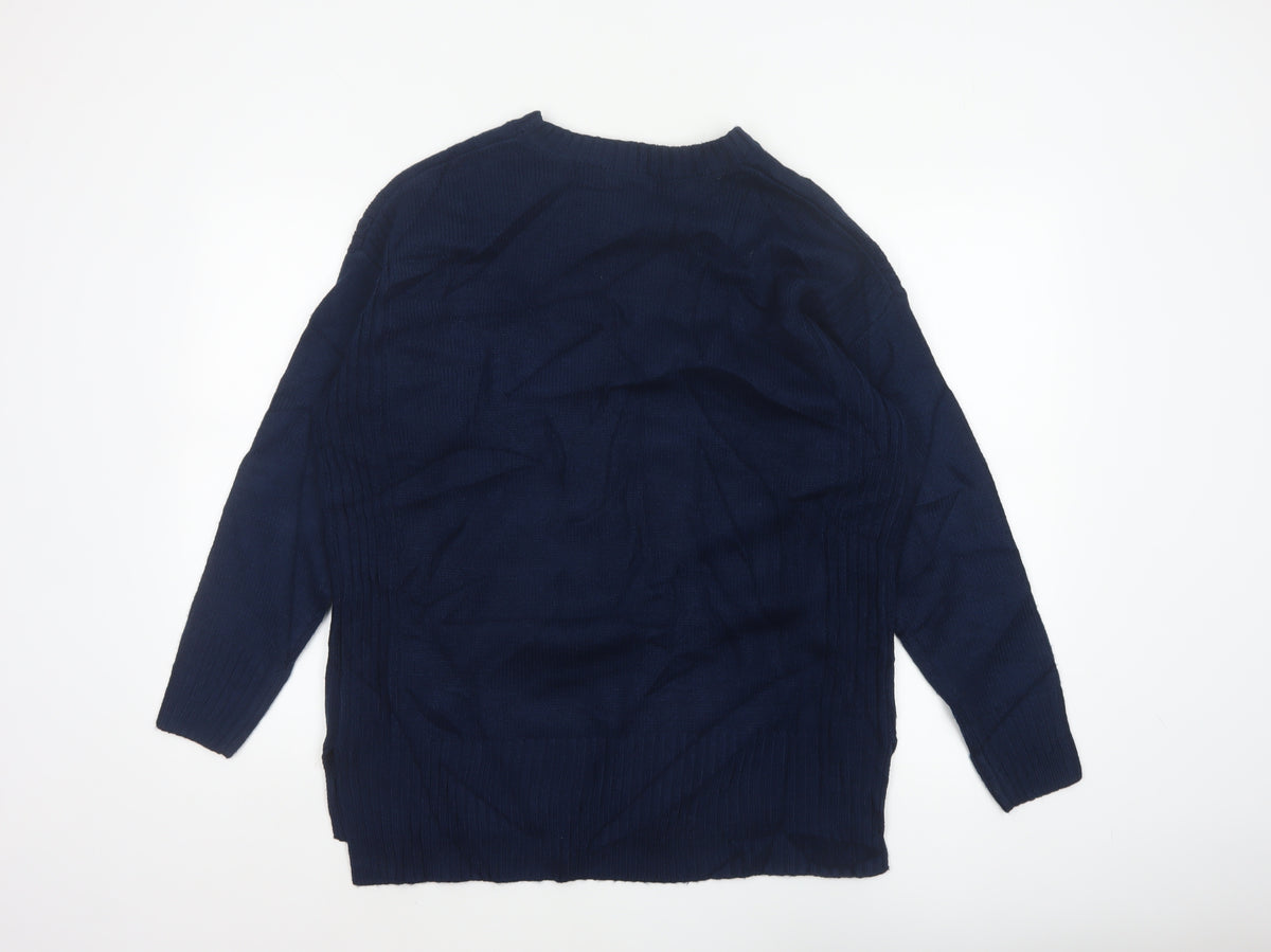 JD Williams Women's Navy Blue UK 12/14 Cable Knit Crew Neck Pullover Jumper