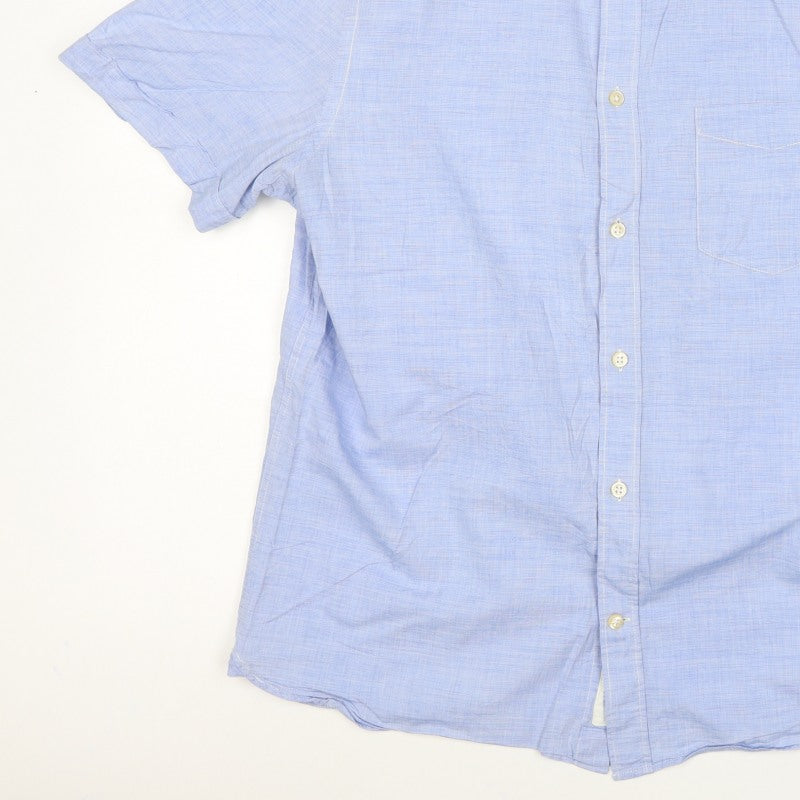 H&M L.O.G.G. Men Blue M Regular Chambray Short Sleeve Button-Up Shirt