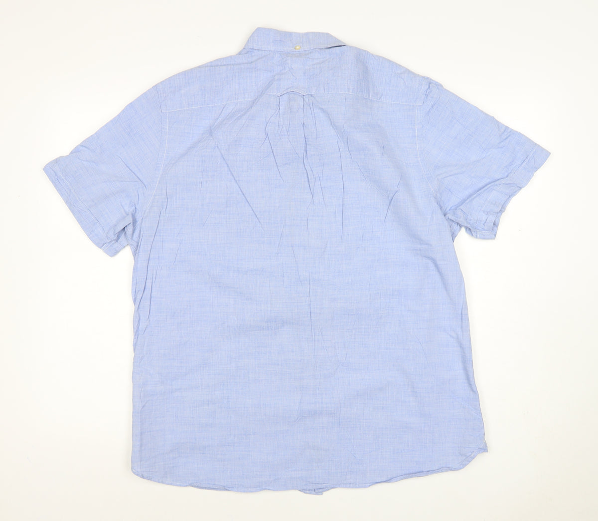 H&M L.O.G.G. Men Blue M Regular Chambray Short Sleeve Button-Up Shirt