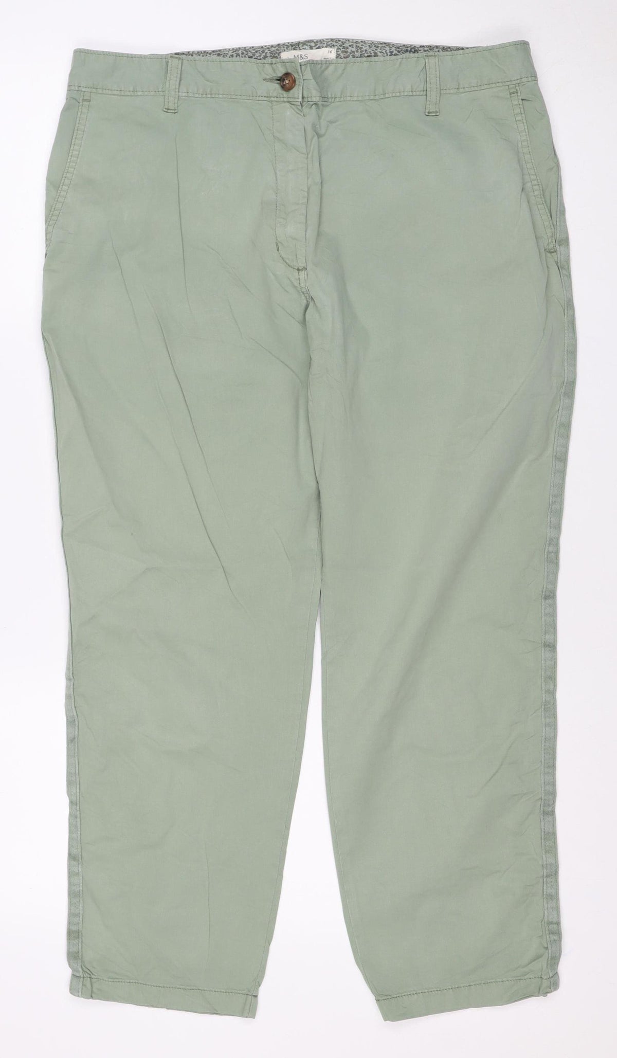 Marks & Spencer Women Green Size 16 Cargo Straight Trousers