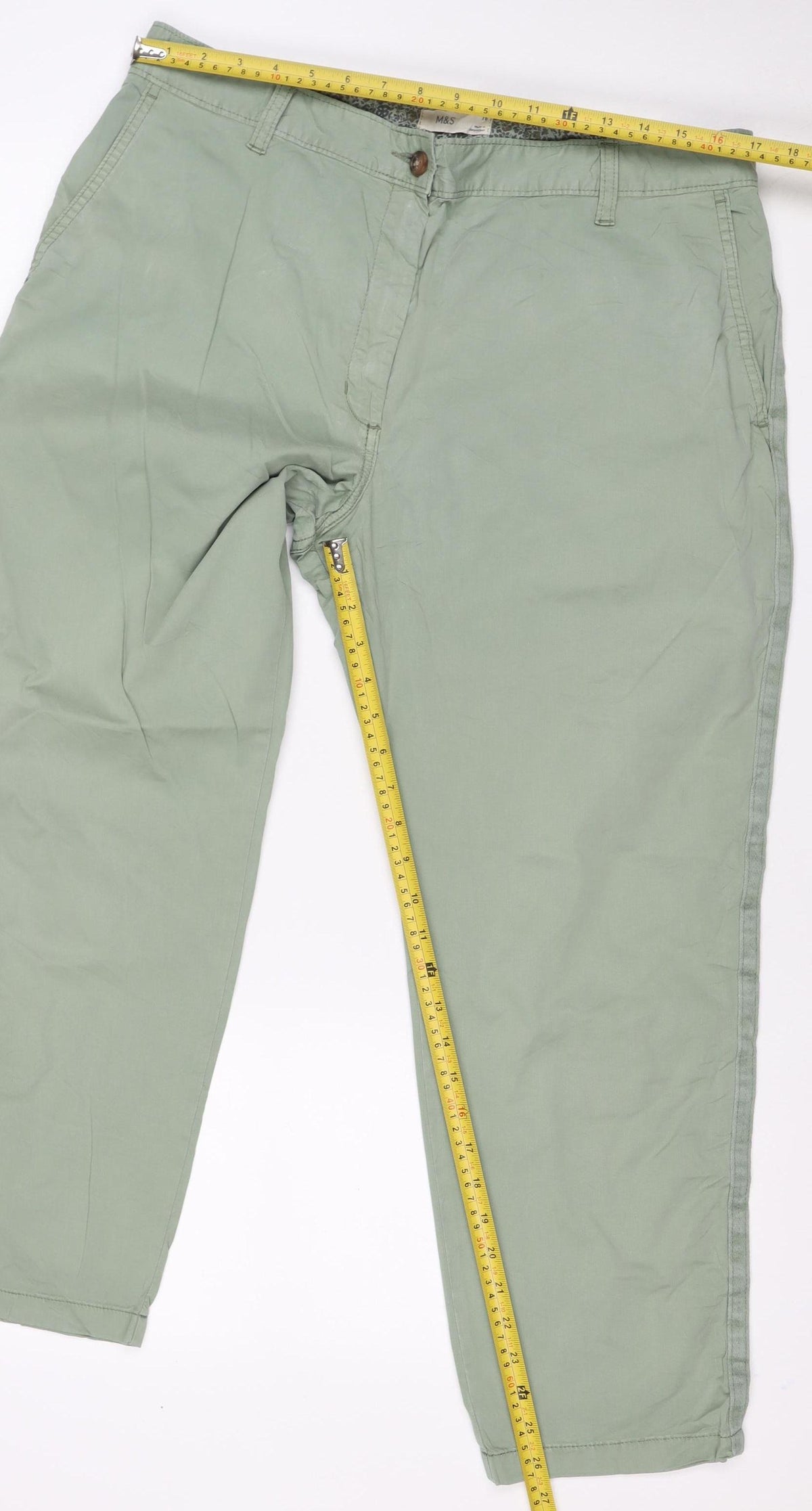 Marks & Spencer Women Green Size 16 Cargo Straight Trousers