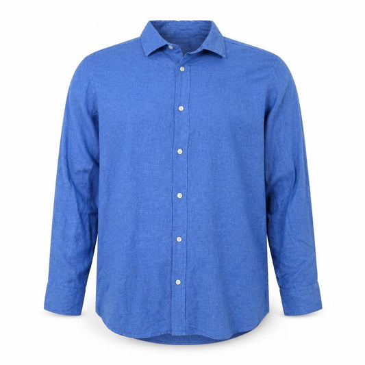 Charles Tyrwhitt Men Blue L Classic Fit Linen Button-Up Shirt