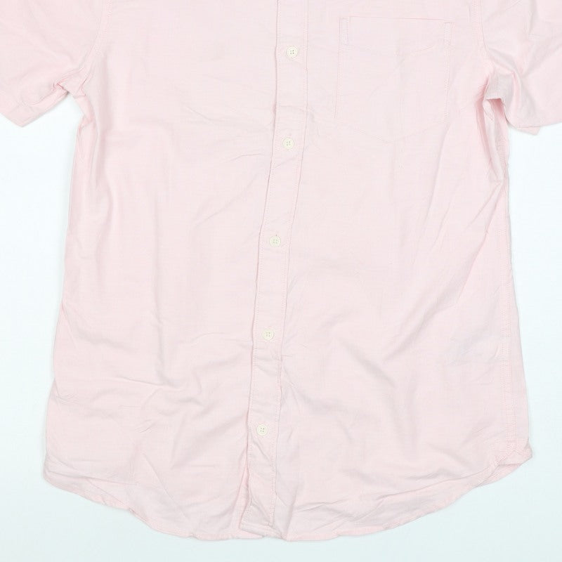 Marks and Spencer Men Pink S Regular Fit Cotton Button Down Shirt