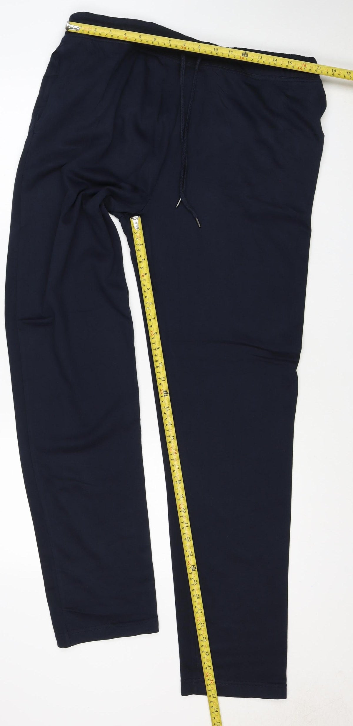 Marks and Spencer Men's Blue L Long Jogger Sweatpants Drawstring Zip Pocket